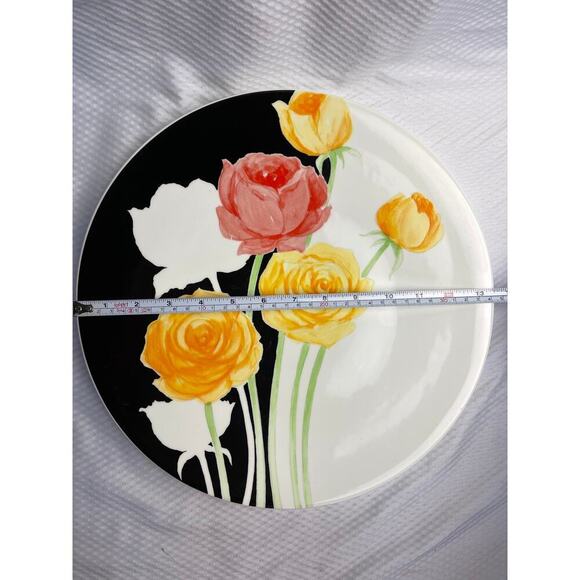 Mikasa Art Deco Design By Michael Lax Ceramic Floral Round Tray 13.5" - Picture 3 of 5